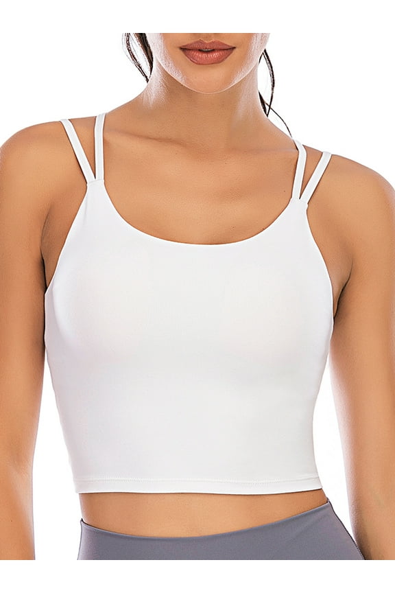 Padded Seamless Criss Cross Bralette Workout Yoga Bra Cami Crop Top for Women Yoga Sport Bra Light Support Strappy Free Bra, Plus Size