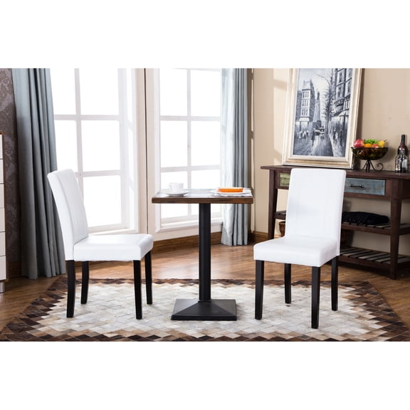 Padded Seats | Provide Comfortable Sitting | Faux Leather Parson Chairs with Solid Wood Legs, Set of 2