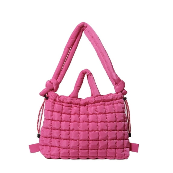 Padded Shoulder Bag Large Capacity Quilted Nylon Handbag Backpack for Women Men
