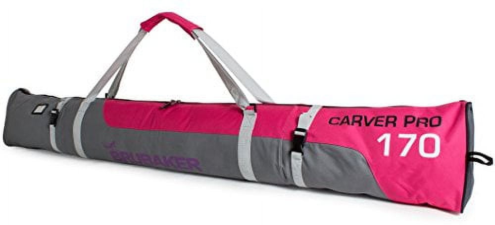 Padded Ski Bag Carver Pro 2.0 With Strong 2-Way Zip And Compression Straps Green Blue