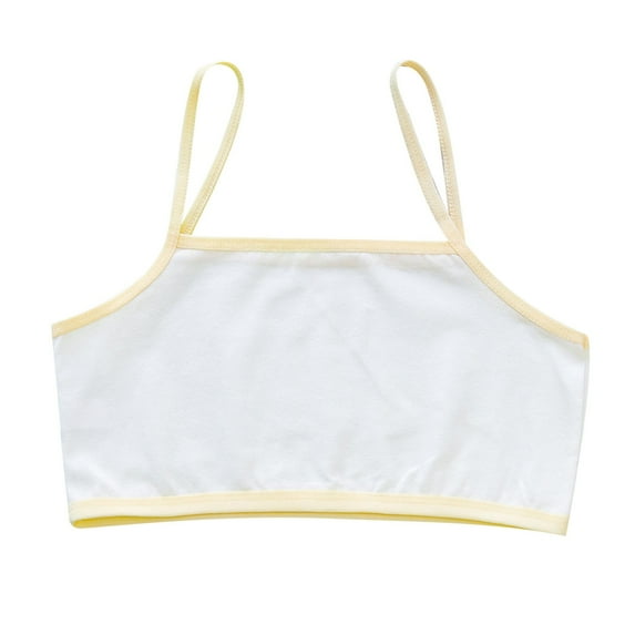 Padded Sports Bra Training Bras for Girls Seamless Cotton Bralettes Sports Cropped Cami Undershirt Vests Girls' Underwear Khaki M