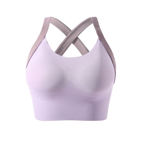 Padded Sports Bra for Women Seamless Bra Feature V-Neck Strapless Bra Style W-1710 Purple XL