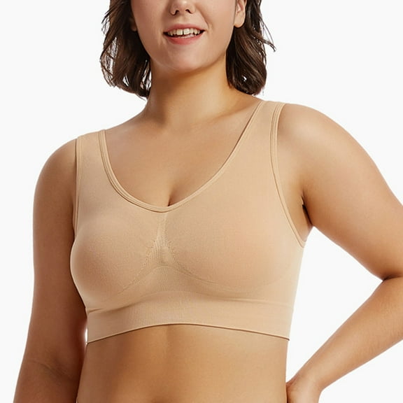 Padded Sports Bras for Women Athletic Breathable Workout Gym Yoga Activewear Seamless High Impact Gather Bra 5XL 16-Complexion