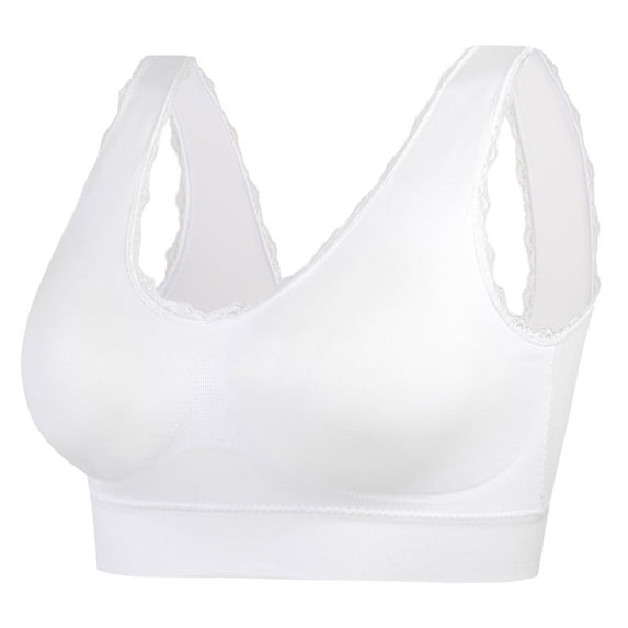 Padded Sports Bras for Women Seamless Bra Feature V-Neck T-Shirt Bra Style W-827 White XXL