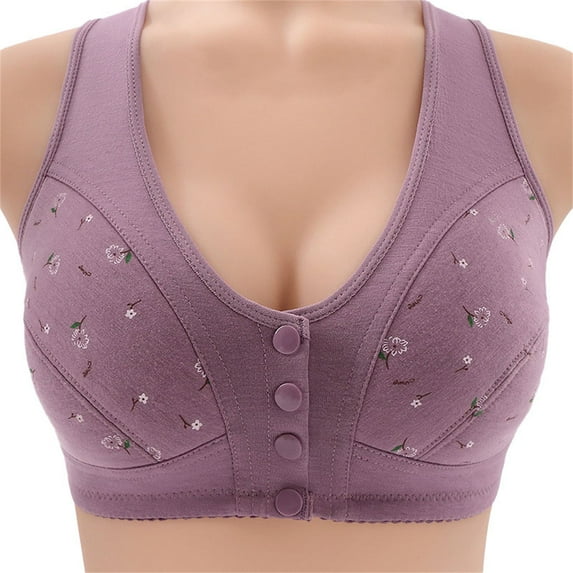 Padded T Shirt Bras for Women Comfortable Daisy Bra For Seniors 2023 New Comfortable Front Closure Button Bra Cotton Bras For Older Women Underwire T-shirt Bra Padded Bralettes for Women Sexy