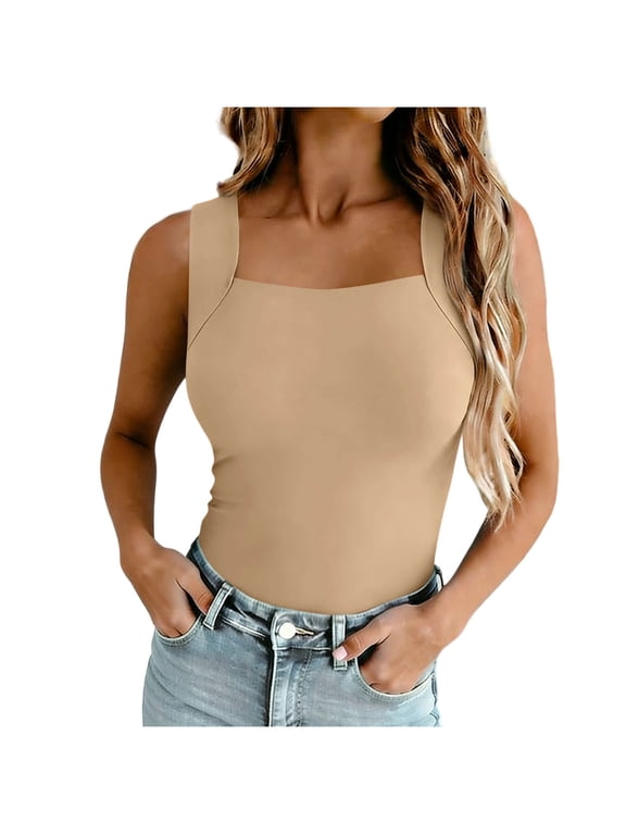 Padded Tank Top For Women Seamless Base Layer Sleeveless Cami With Built In Support For Summer Layering Lounge Daily Wear Under Blazer Lounge Travel Daily Outfits