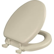 Padded Toilet Seat, Cushioned Soft Vinyl over Wood Core Seat, Secure Hinges, Easy Clean, Elongated, Bone