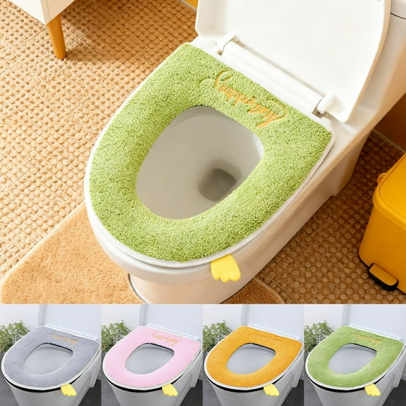 Padded Toilet Seat Portable Zipper Toilet Seat Covers Winter Household Plushs Toilet Seat Covers Thickened Toilet Seats Bathroom Supplies Non Slip Warmer Seat Cushions
