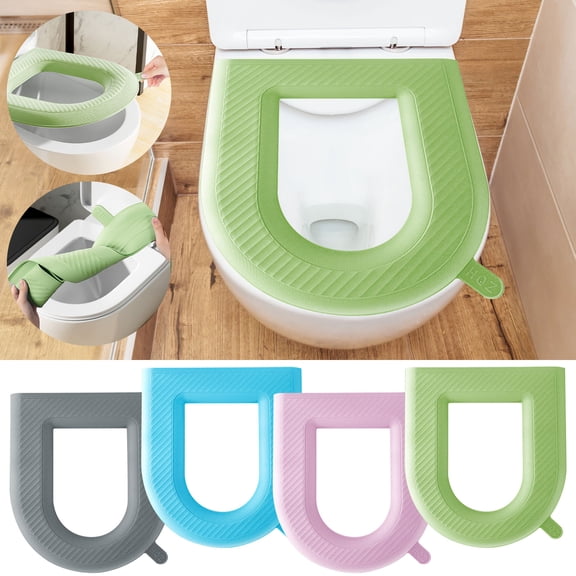 Padded Toilet Seat Waterproof Soft-Pad Toilet Seat Ring U-Shaped Toilet Ring Toilet Seat Pad Reusable Thicker Warmer Cover Pads with Zipper