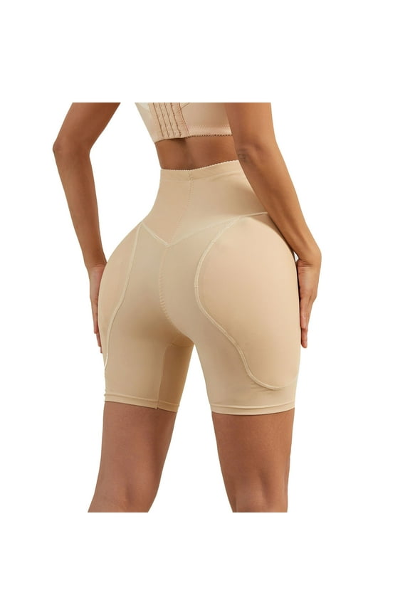 Padded Underwear for Women Hip Enhancer Shapewear Shorts Tummy Control Panties Butt Pads for Bigger Butt Beige M