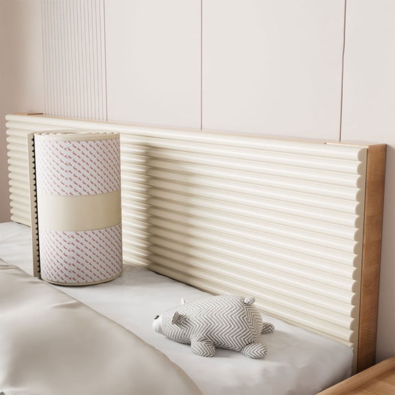 Padded Wall Panels 78.7" x 7.9" Soft High Elasticity Collision Foam Pads Baby Proofing Edge Corner Protector For Wall Cabinet Desk White