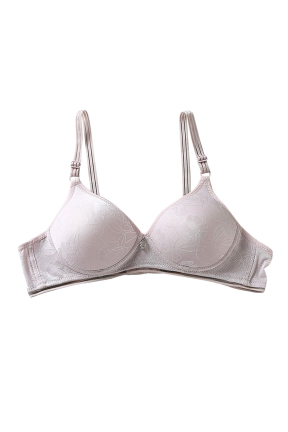 Padded Wireless Bras for Women Convertible Bra Feature V-Neck No Underwire Bra Style W-174 Hook and Eye Closure Lace Bralettes Gray M