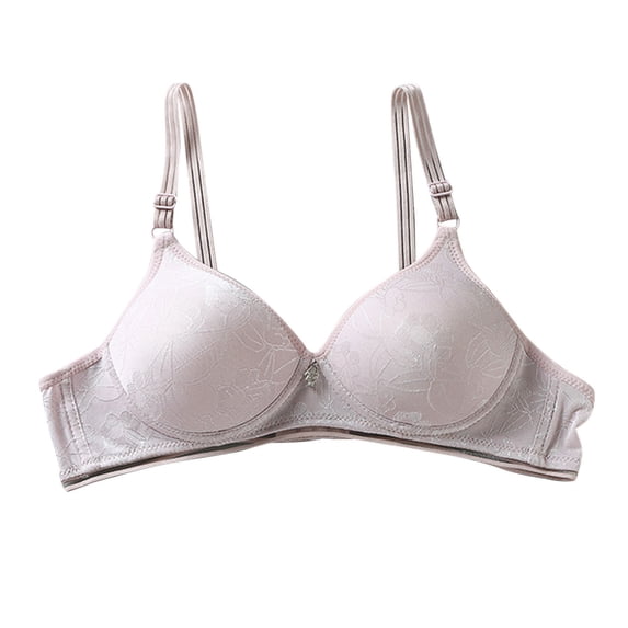 Padded Wireless Bras for Women Convertible Bra Feature V-Neck No Underwire Bra Style W-174 Hook and Eye Closure Lace Bralettes Gray M