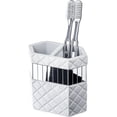 thumbnail image 1 of Padded mirror white toothbrush holder - bathroom toothbrush organizer - decorative toothbrush and toothpaste holder suitable for bathrooms, can accommodate multiple toothbrushes and toothpaste, 1 of 4