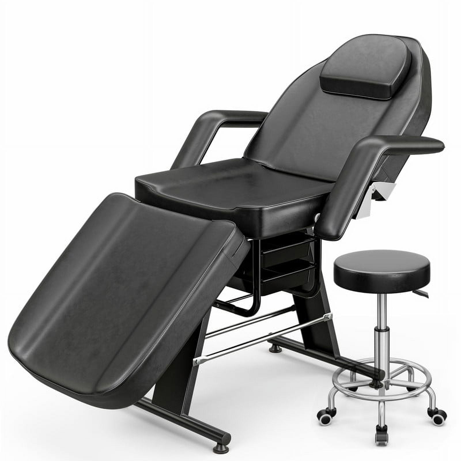 Paddie Massage Table and Hydraulic Spa Stool with 2 Adjustable Baskets