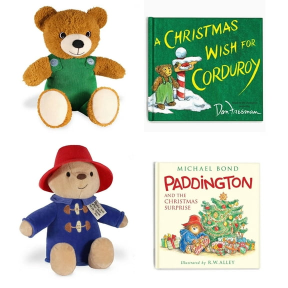 Paddington English Bear & Corduroy With Christmas Books BUNDLE Plush 12 Kohls New