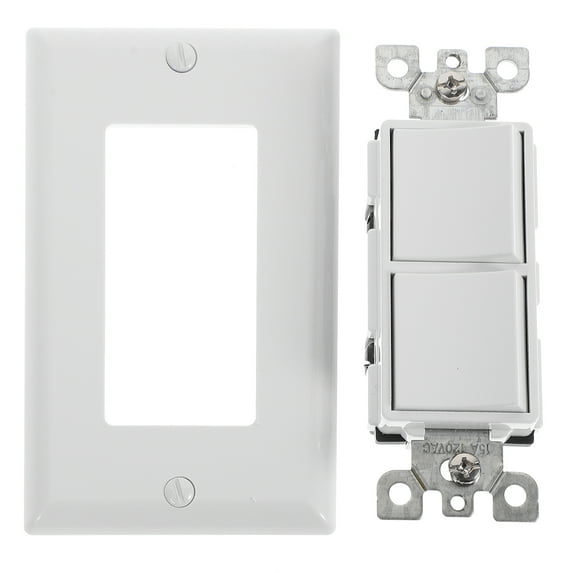 Paddle 2-Position Light Switch Illuminated Way Double Tin Phosphor Bronze Abs White