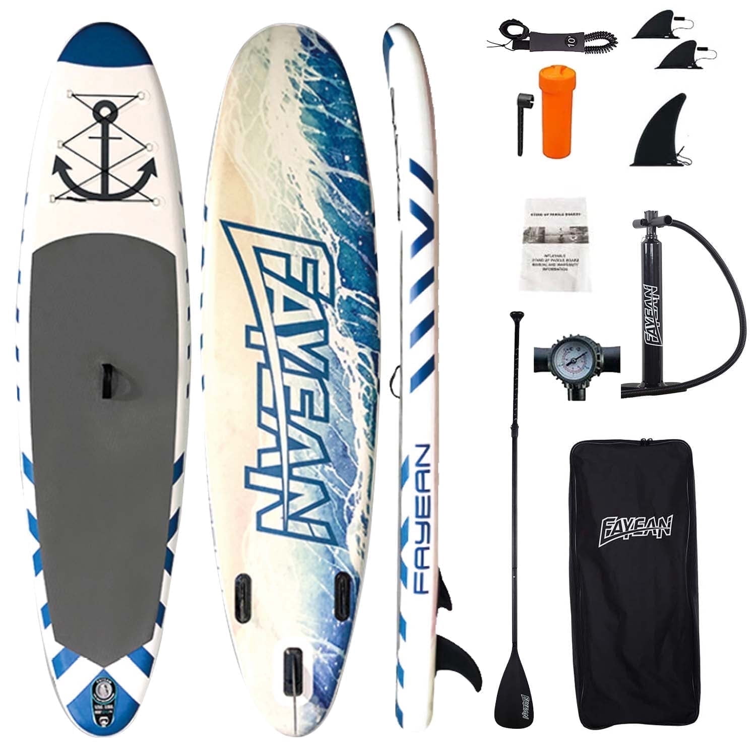 10'6" Inflatable Paddle Board with Durable SUP Accessories, Stable Non-Slip Deck, Safety Leash Waterproof Bag for Surfing, Travel, Outdoor Enthusiasts