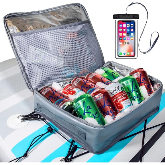 Paddle Board Accessories Cooler with Waterproof Phone Case Gray