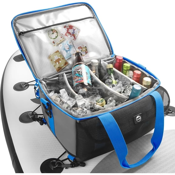 Paddle Board Cooler, Upgraded Waterproof Hard Bottom, Cooler PVC Material Paddle Board Deck Bag with Mesh Front Pocket, Super Capacity for paddleboards and Kayaking Accessories