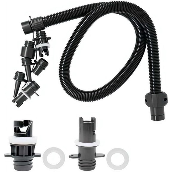Paddle Board Pump Adapter Set Universal Sup Air Pump Hose With 7 Nozzles For Inflatable Paddleboard Boat Tent Pool Kayak (Black)