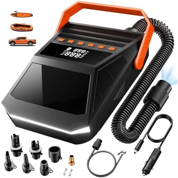 Paddle Board Pump Electric Portable 50PSI High Pressure Sup Pump with Auto-off / Deflate Function 12V DC Car Connector for Car Inflatable Stand Up Paddleboard Boats Kayak Motorcycle Bicycle, etc.