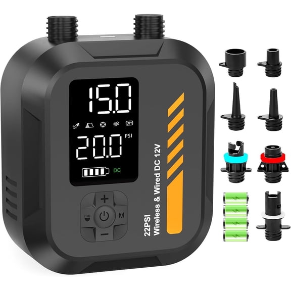 Paddle Board Pump Electric Portable,Rechargeable 22 PSI SUP Air Pump, Power 7800mAh,12V DC  Plug,Inflation Deflation,Auto-Off,for Paddleboard,Kayak,Kite,Tent,Kayaks