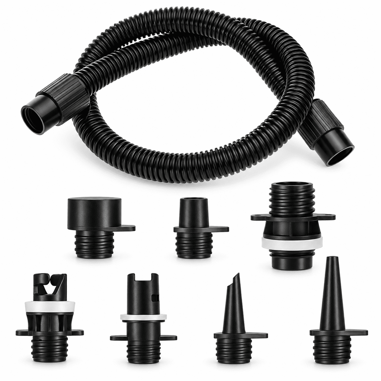 Paddle Board Pump Hose Set, 3.28ft Pump Adapter with 7 Air Nozzles, Swivel Threaded Connector for Rafts Kayaks Boats Tents Pool