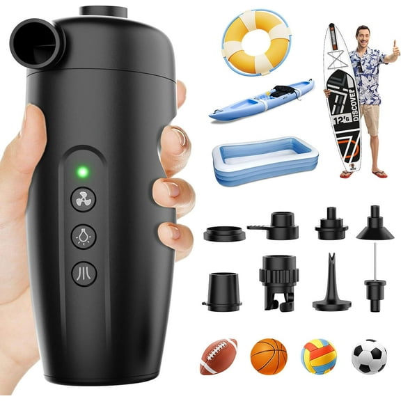 Paddle Board Pump, Portable 20PSI High/Low Pressure Sup Pump for Paddle Board, 3000mAh 15W Electric Paddle Board Pump with 8 Nozzles Inflation/Deflation