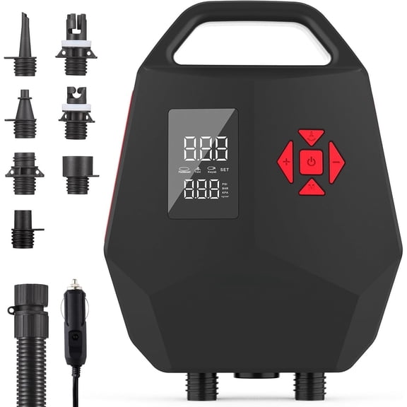Paddle Board Pump, SUP Pump Electric Portable with Auto-Off/Deflation,  Stage 12V DC  Connector Air Pump for Inflatables, Kayak and Air Mattress