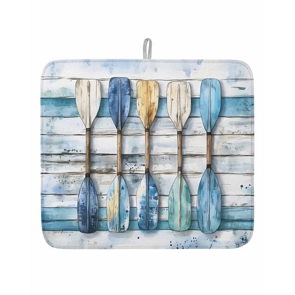Paddle Dish Drying Mat 16x18 inch Vintage Wood Grain Super Absorbent Microfiber Dish Drying Pad for Kitchen Countertops Sink Dish Drainer Racks Coffee Bar Mats 1 Pack