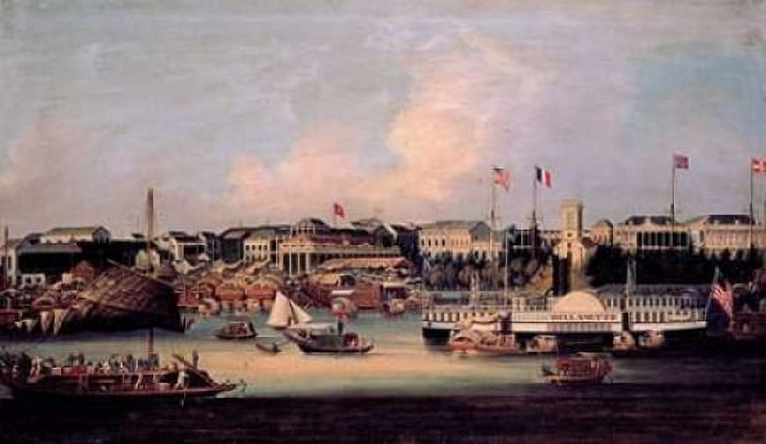 Paddle Steamer Wilamette Canton Canvas Art - Chinese 1866 Anonymous (12 x 18)
