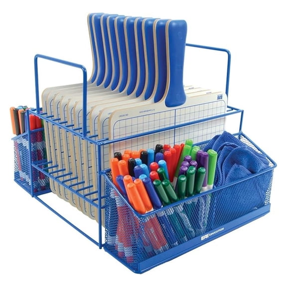 Paddle Storage Caddy - Classroom Organizer for Dry Erase Boards & Paddles - Metal Wire Caddy with Mesh Pockets - PreK-2 Supplies