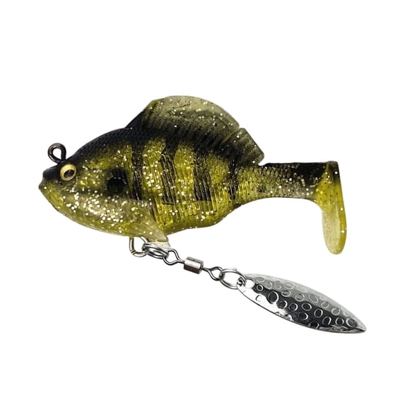 Paddle Tail Swimbaits Fishing Lures, Pre Rigged Soft Bait with Spinner Blades and 3D Eyes, Weedless Hidden Hook for Bass Trout Freshwater Saltwater Gear