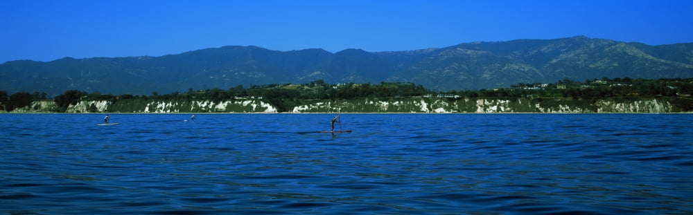 Paddle boarder in the ocean Santa Barbara California USA Canvas Art - Panoramic Images (36 x 12)