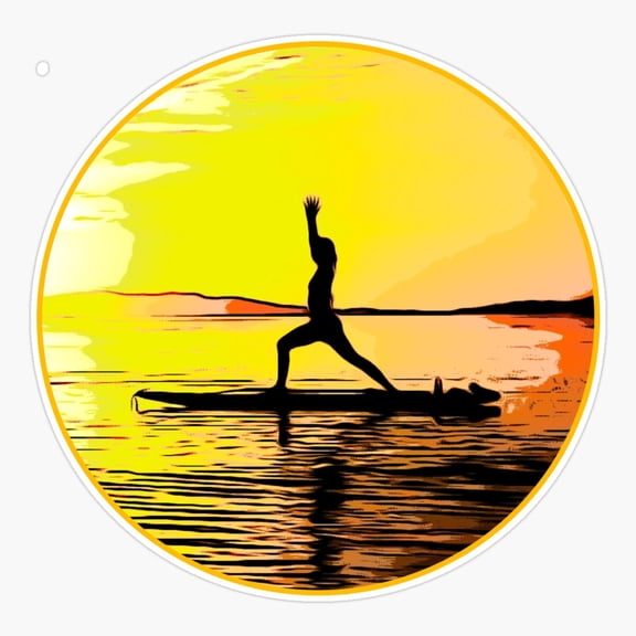 Paddleboard Sunset Yoga Lifestyle Sticker