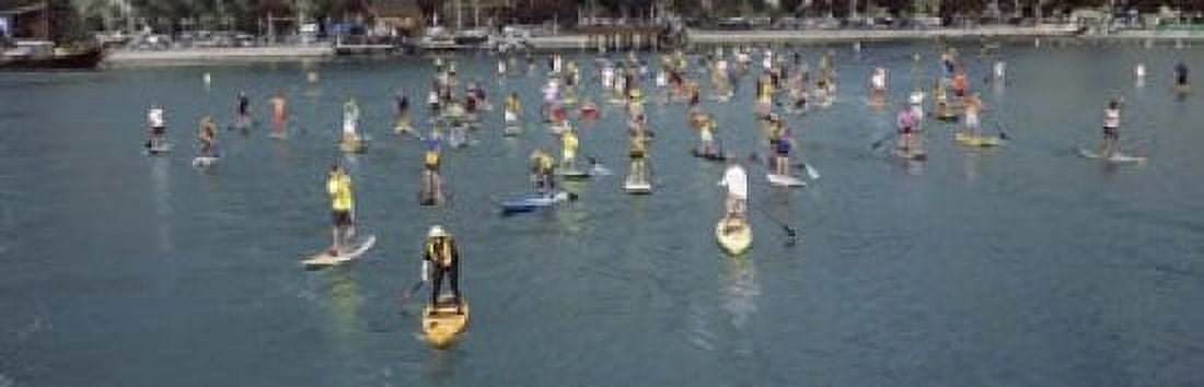 Paddleboarders in the Pacific Ocean Dana Point Orange County California USA Canvas Art - Panoramic Images (18 x 6)
