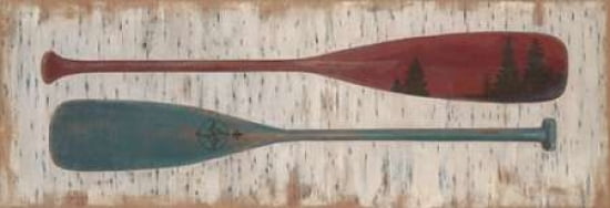 Paddles on Birchbark Canvas Art - Arnie Fisk (24 x 48)