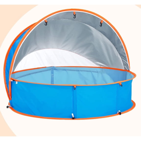 Paddling Pool, Ball Pit Tent, Beach Tent, Wading Pool with UV Sun Shelter and Mosquito Net, Portable Pop Up Tent