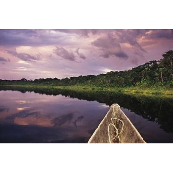 Paddling a dugout canoe, Amazon basin, Ecuador Poster Print by Christopher Bettencourt (27 x 18)