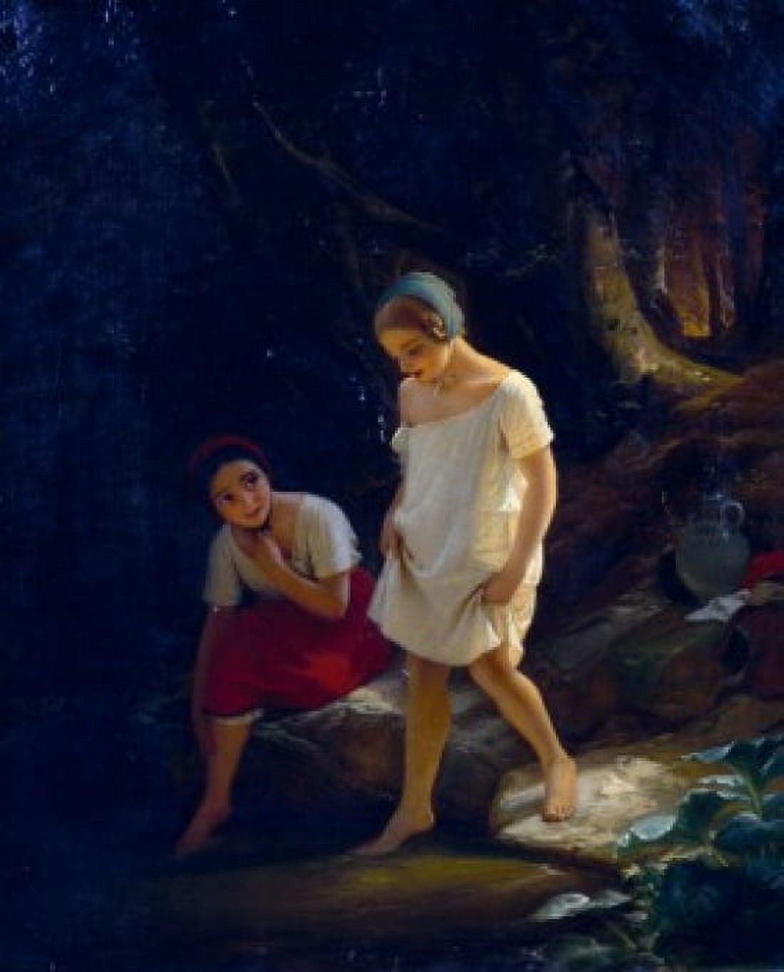 Paddling by Johann Georg Meyer von Bremen Oil on canvas (1813-1880) Canvas Art - Johann Georg Meyer von Bremen (18 x 24)