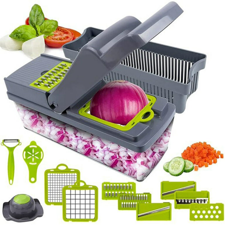 Food Dicer 5 Blades, Onion Dicer Chopper for Kitchen, Fruit and Veggie,  Vegetables , Food Prep Chopper, Light Green