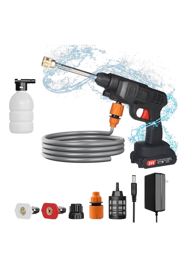 Pressure Washer, Cordless Water Spray Gun with 2 Battery Portable Car Washer Cleaner