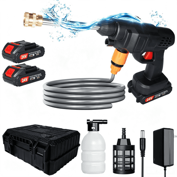Paddsun 21V Cordless Electric Pressure Washer, Portable Handheld High Pressure Water Spray Gun Cleaner with 2 Batteries & Charger for Car Wash, Yard & Patio