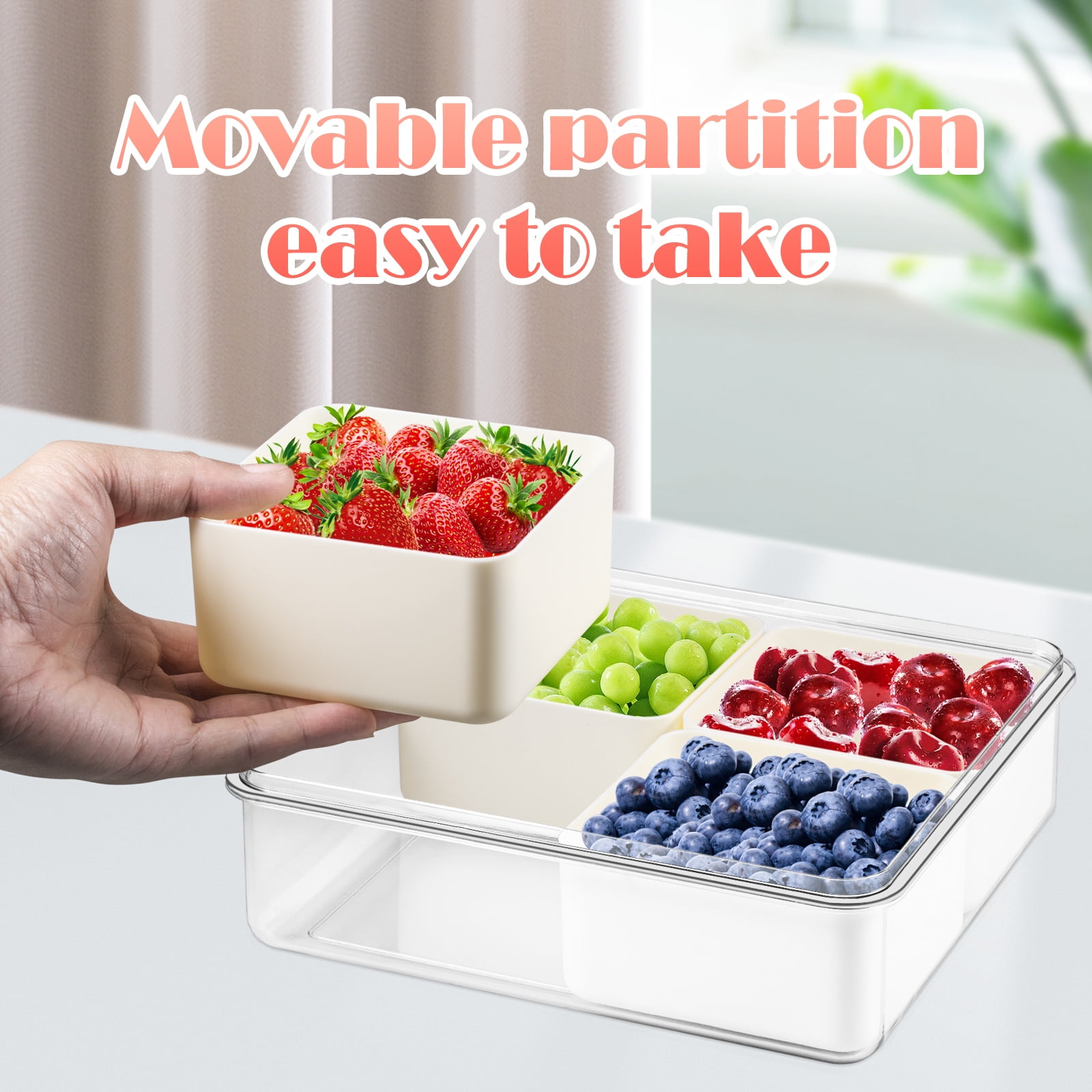 Paddsun 2Pack Fruit and Veggie Tray with Lid,Food Storage Containers