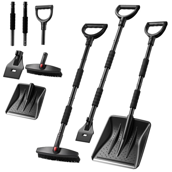 Paddsun 37" Detachable Car Snow Shovel & Ice Scraper Combo, 360 Rotating Snow Broom with Scratch-Free Nylon Bristles & Warm Foam Grip for Car Truck SUV