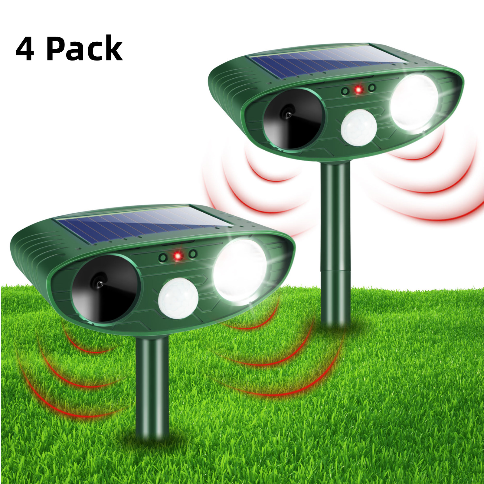 Paddsun 4 Pack Ultrasonic Animal Repellent Solar Cat Deterrent Outdoor