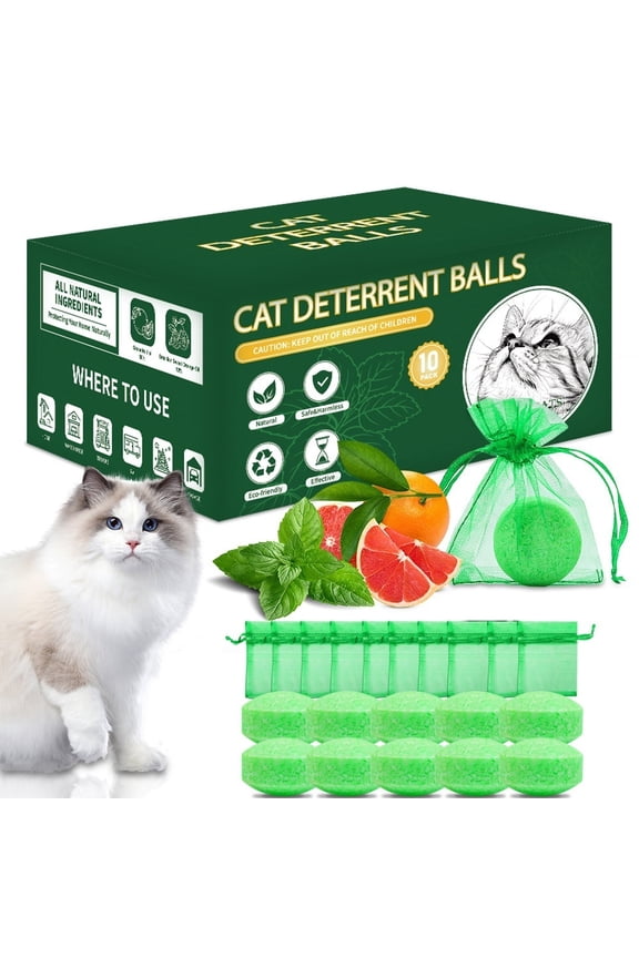 Cat Deterrent Outdoor, 10Pack Natural Peppermint Oil Cat Deterrent Outdoor Indoor, Keep Cats Out of Yard Permanently, Keep Cats Off Lawn, Garden, Furniture, Mulch & Flower, Keep Cats Away
