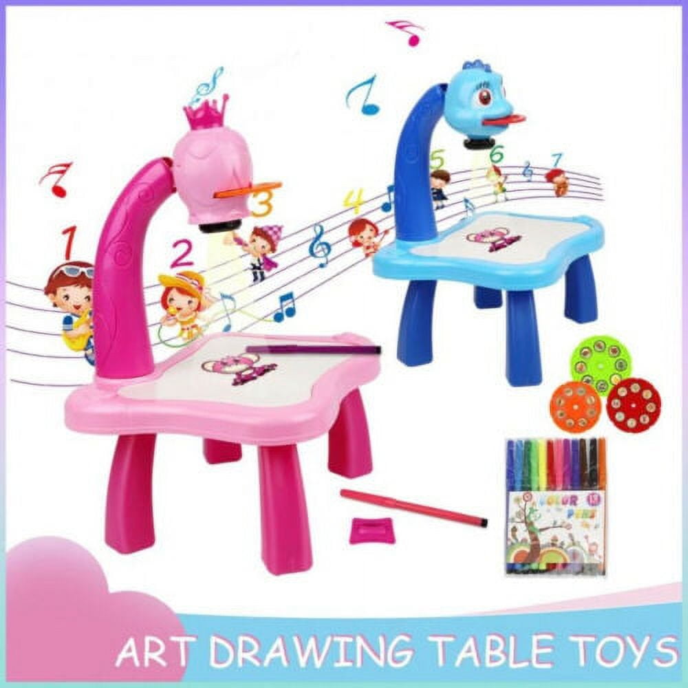 INFANS 2 in 1 Kids Art Table and Chair Set, Toddler Craft Play Wood  Activity Desk with 2 Chairs Paper Roll Storage Canvas Bins for Drawing  Writing