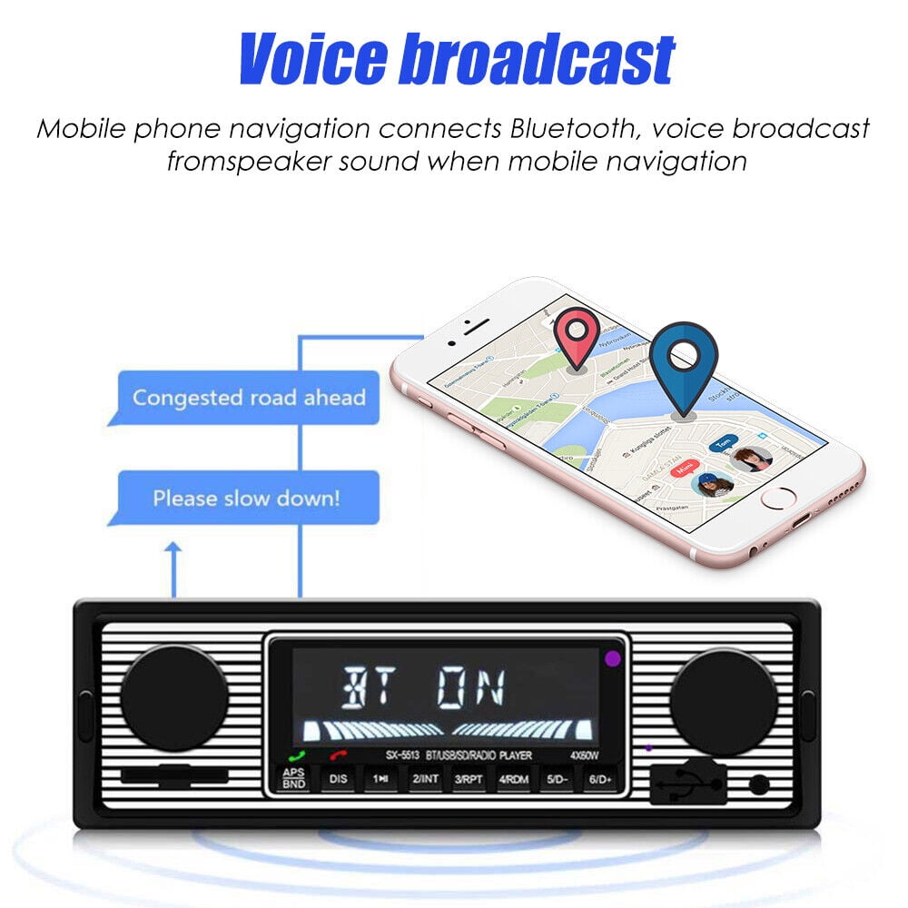 Paddsun Classic Bluetooth Car Stereo Vintage FM Radio & MP3 Player USB Audio Receiver Unit